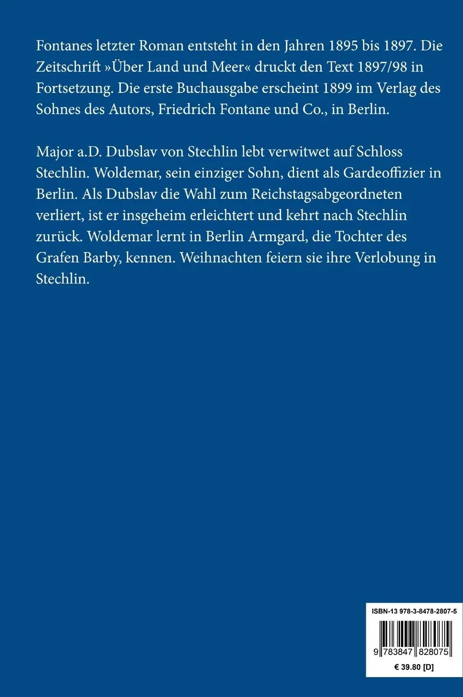Rückseite: 9783847828075 | Der Stechlin (Großdruck) | Roman | Theodor Fontane | Buch | 440 S.