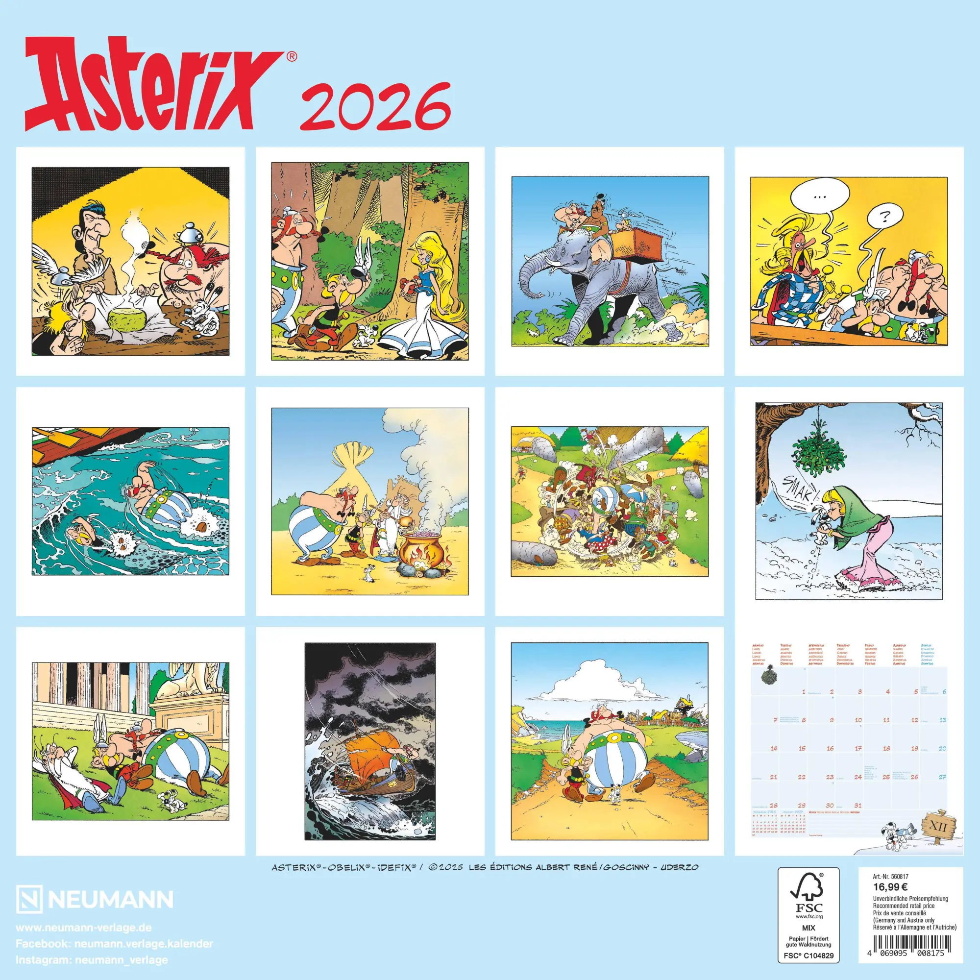Rückseite: 4069095008175 | Asterix 2026 - Wand-Kalender - Broschüren-Kalender - 30x30 - 30x60...