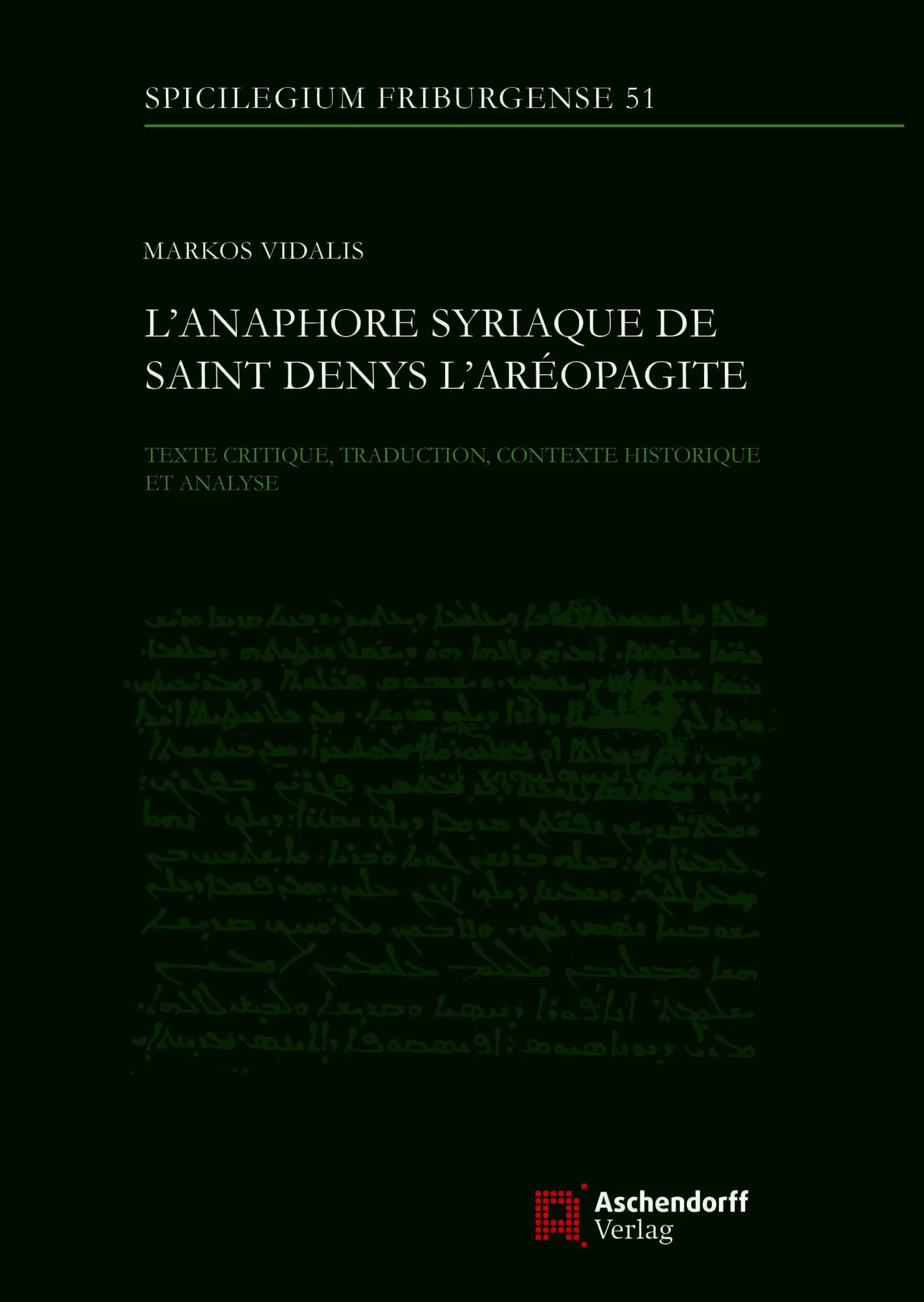 Cover: 9783402138175 | L'anaphore syriaque de saint Denys l'Aréopagite | Markos Vidalis