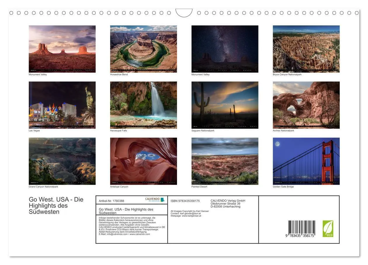 Bild: 9783435358175 | Go West. USA - Die Highlights des Südwesten (Wandkalender 2025 DIN...