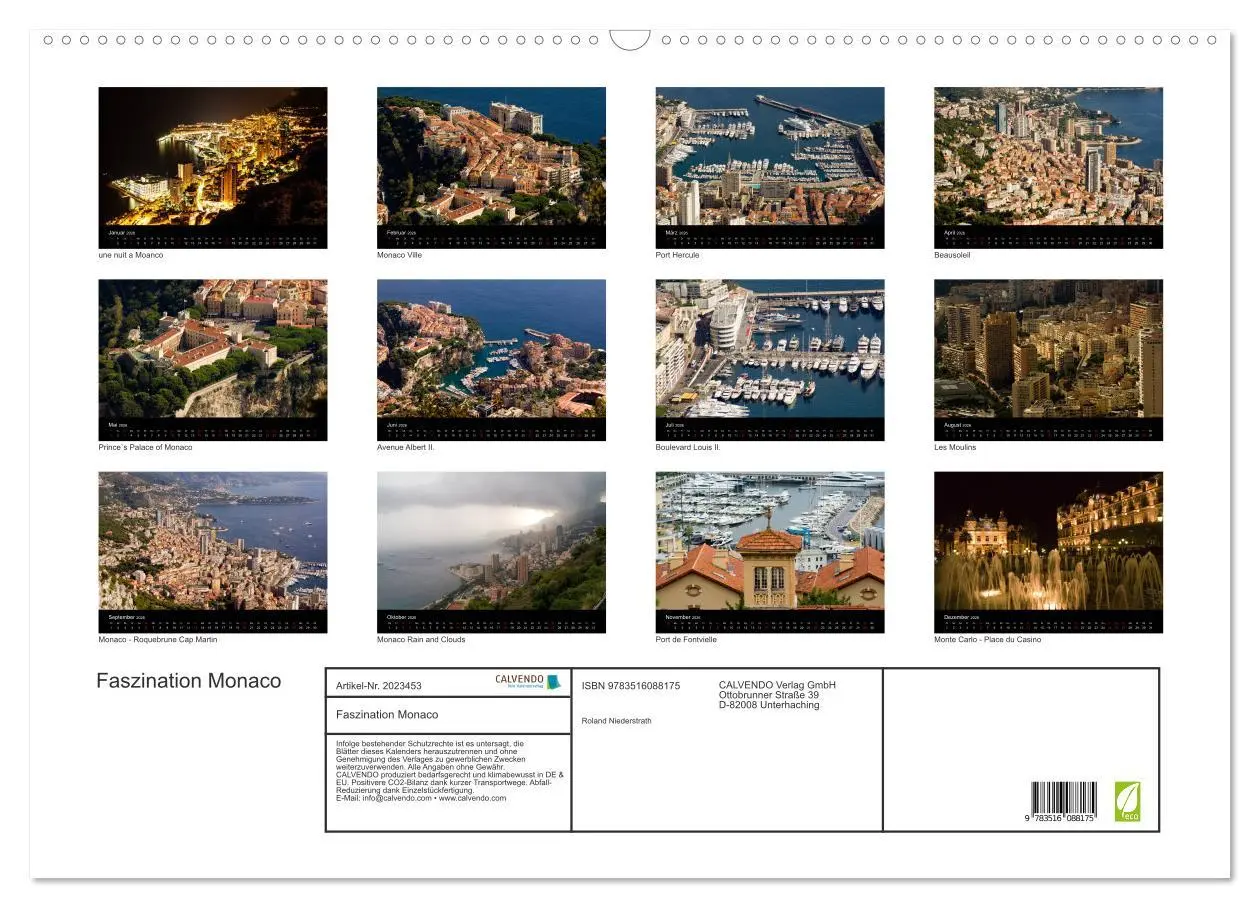 Bild: 9783516088175 | Faszination Monaco (Wandkalender 2026 DIN A2 quer), CALVENDO...