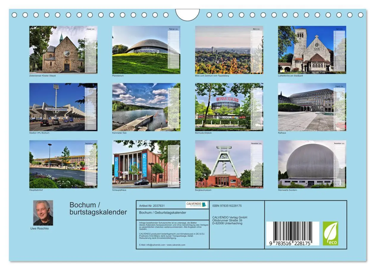 Bild: 9783516228175 | Bochum / Geburtstagskalender (Wandkalender 2026 DIN A4 quer),...
