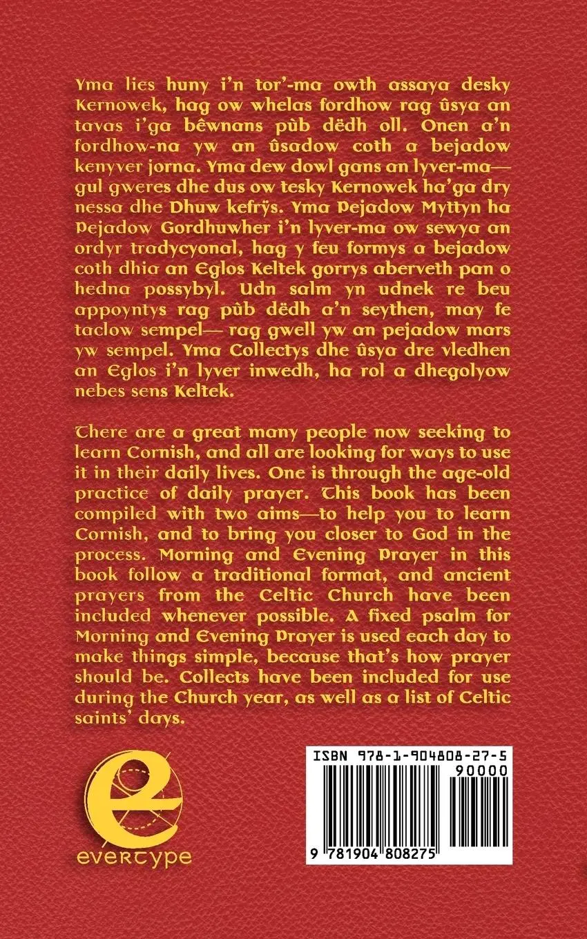 Rückseite: 9781904808275 | Lyver Pejadow rag Kenyver Jorna | Cornish Daily Prayer | Andy Phillips