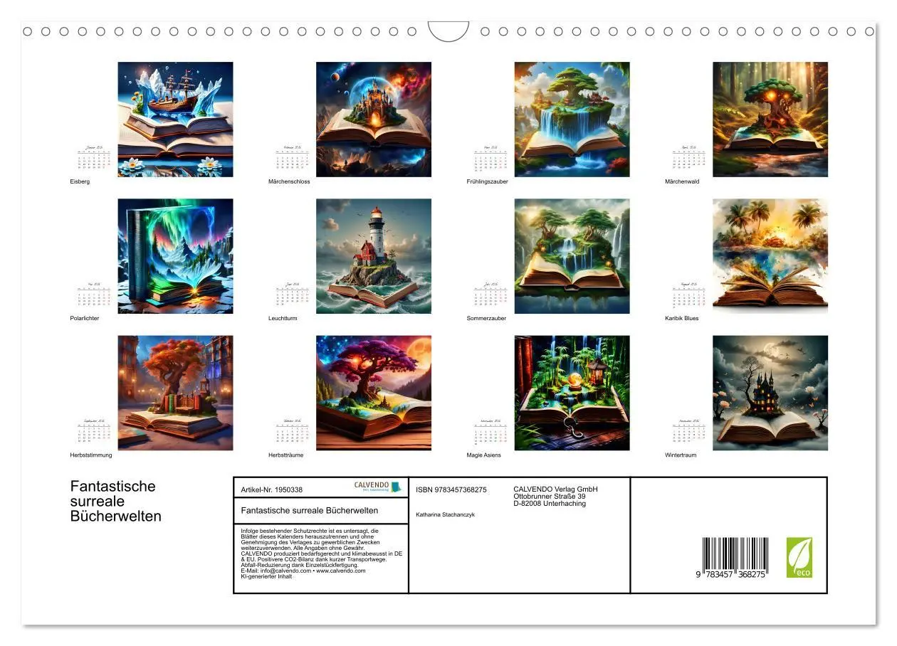 Bild: 9783457368275 | Fantastische surreale Bücherwelten (Wandkalender 2026 DIN A3 quer),...