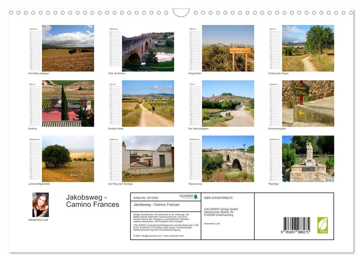 Bild: 9783457988275 | Jakobsweg - Camino Frances (Wandkalender 2026 DIN A3 quer),...