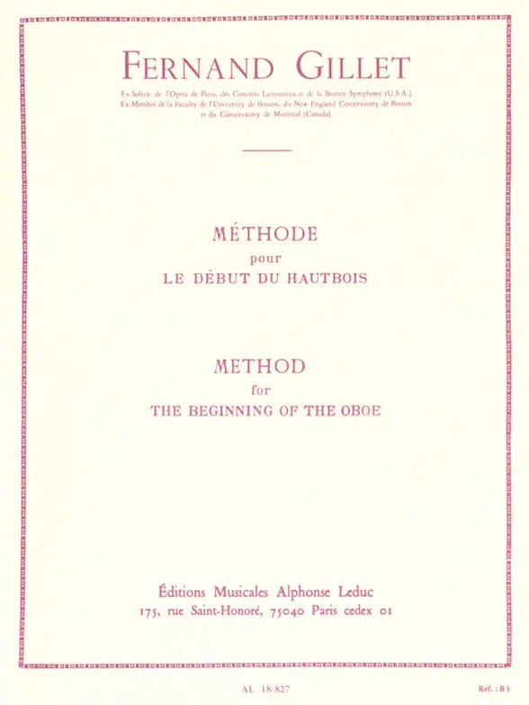 Cover: 9790046188275 | Méthode pour le debut du hautbois (fr/en) | Ferdinand Gillet
