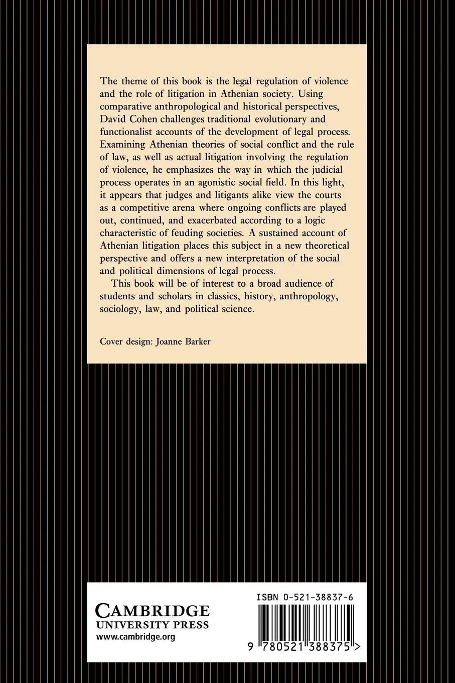 Rückseite: 9780521388375 | Law, Violence, and Community in Classical Athens | David Cohen | Buch