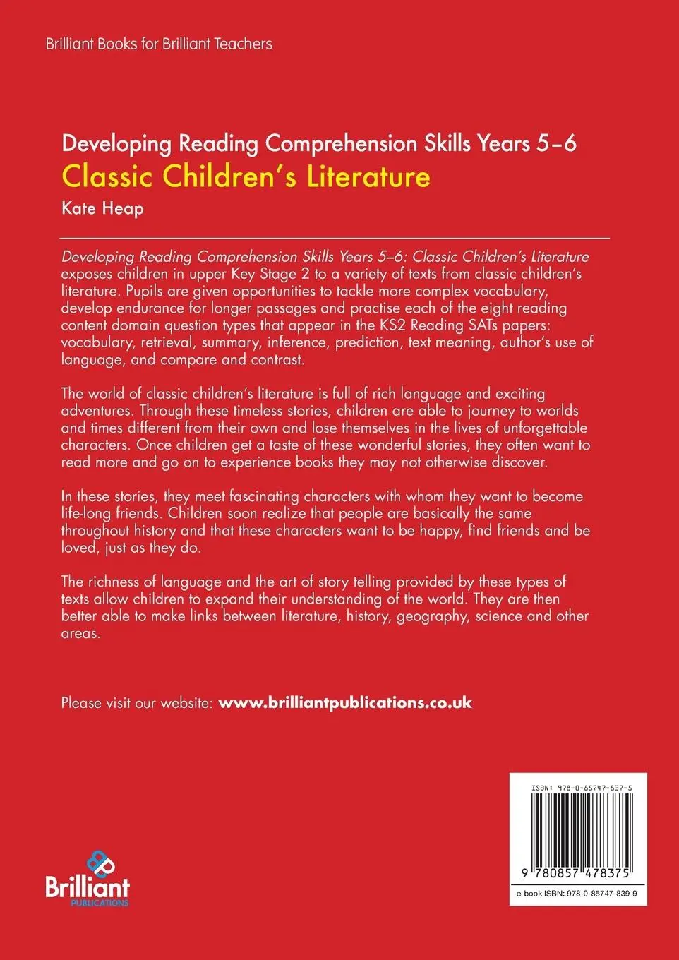 Rückseite: 9780857478375 | Developing Reading Comprehension Skills Years 5-6 | Kate Heap | Buch
