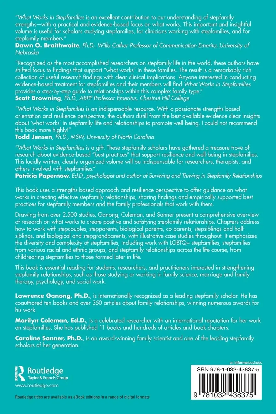 Rückseite: 9781032438375 | What Works in Stepfamilies | Lawrence Ganong (u. a.) | Taschenbuch