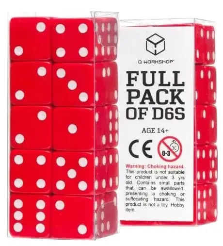 Cover: 5907699498475 | Full Pack of D6s: Red&amp;White | 2025 | Q-Workshop | EAN 5907699498475