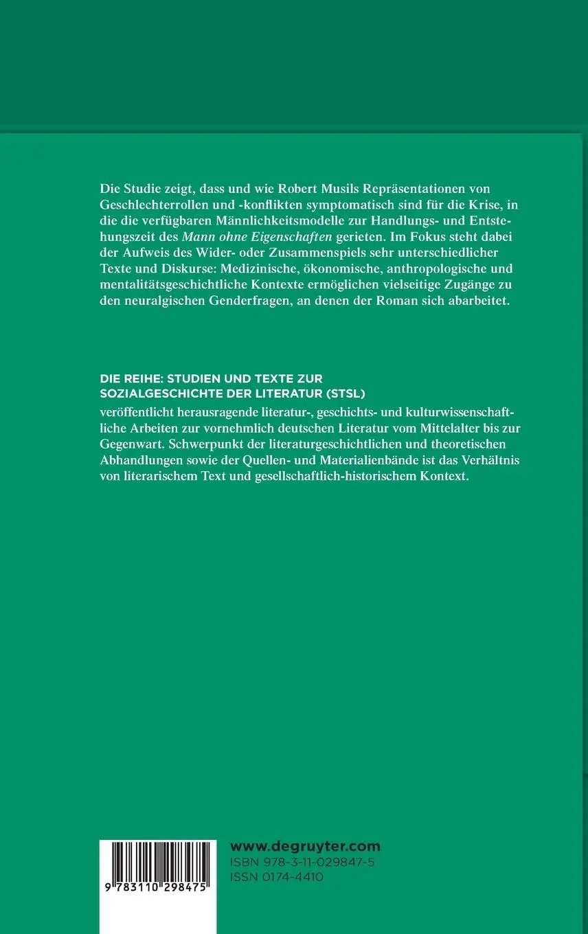 Rückseite: 9783110298475 | Männlichkeit als Eigenschaft | Ulrich Boss | Buch | VII | Deutsch