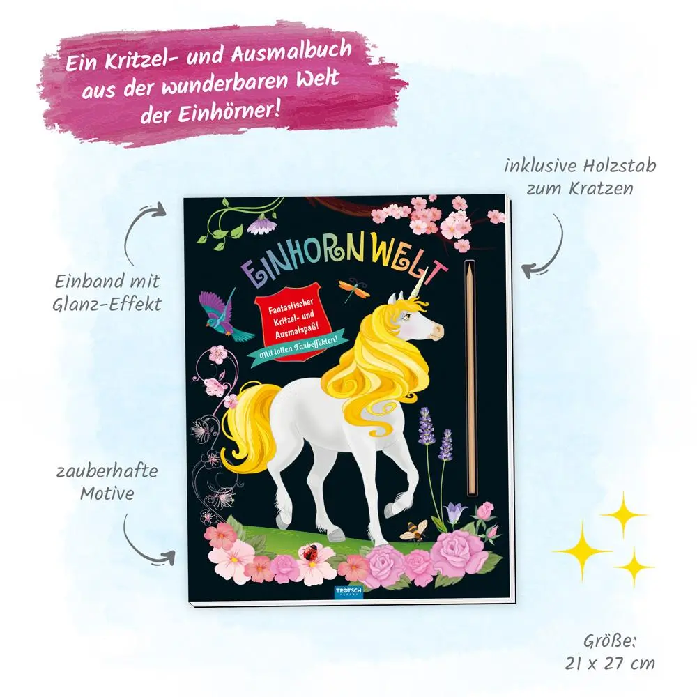 Bild: 9783965528475 | Trötsch Kratzbuch Einhornwelt Kritzel- und Ausmalspaß | Trötsch Verlag