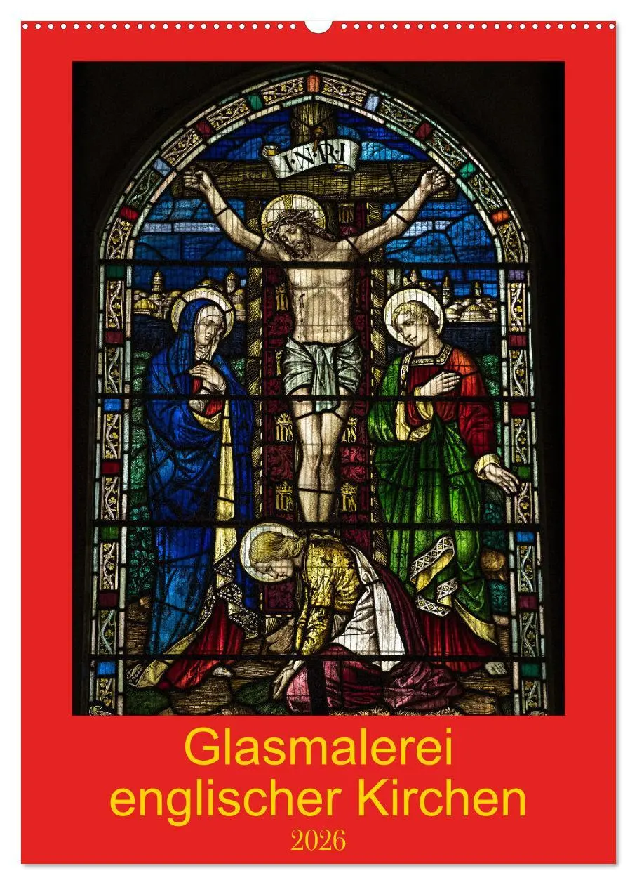 Cover: 9783516288575 | Glasmalerei englischer Kirchen (Wandkalender 2026 DIN A2 hoch),...