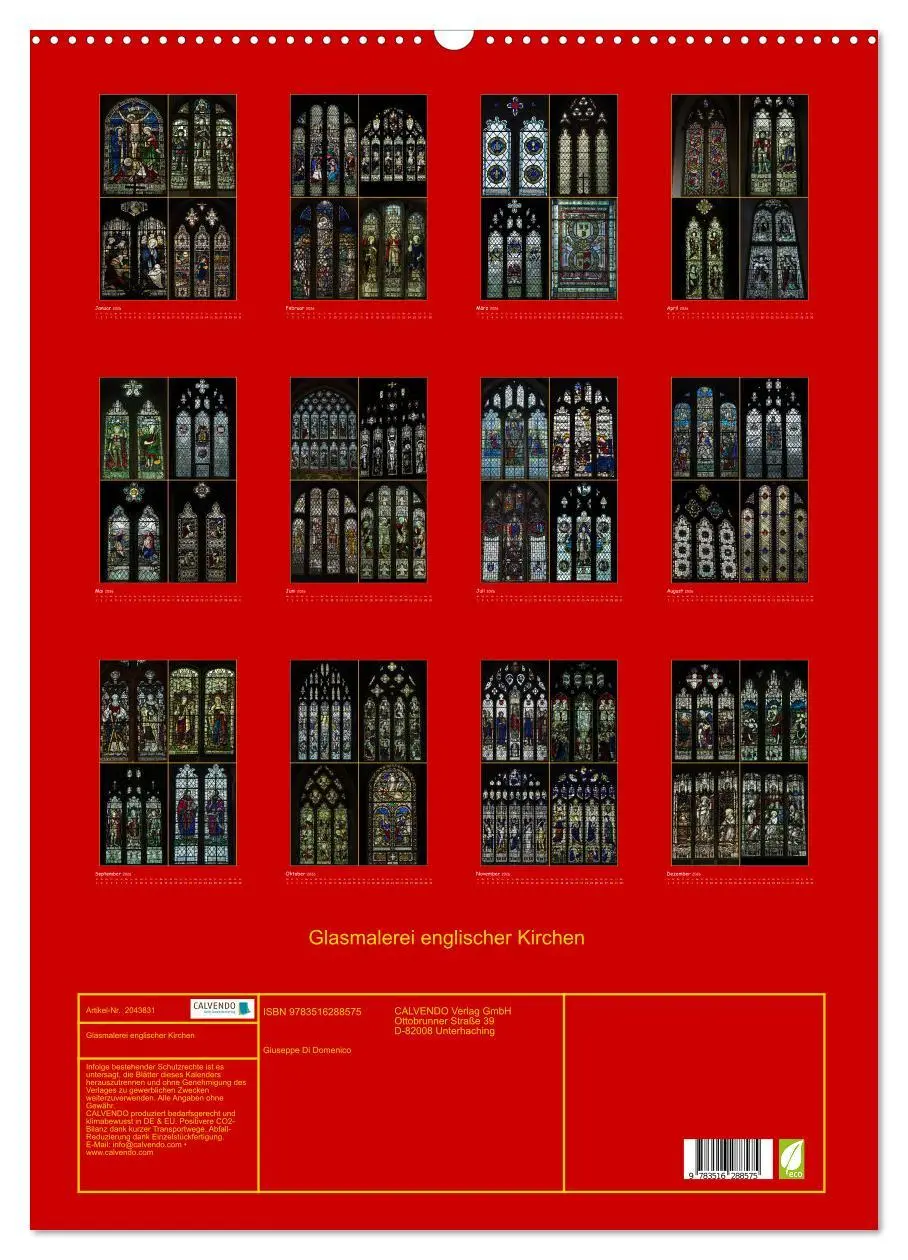 Bild: 9783516288575 | Glasmalerei englischer Kirchen (Wandkalender 2026 DIN A2 hoch),...