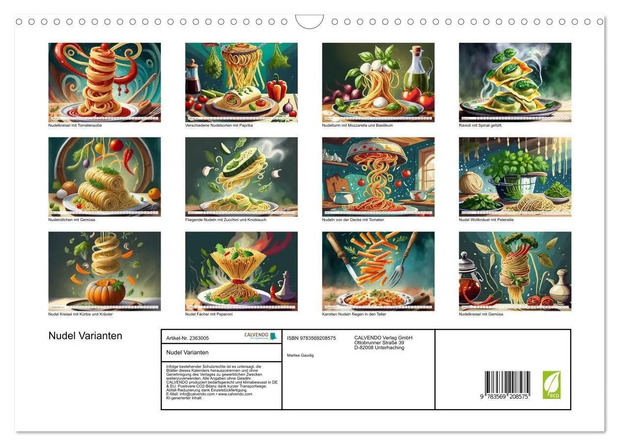 Bild: 9783569208575 | Nudel Varianten (Wandkalender 2027 DIN A3 quer), CALVENDO...