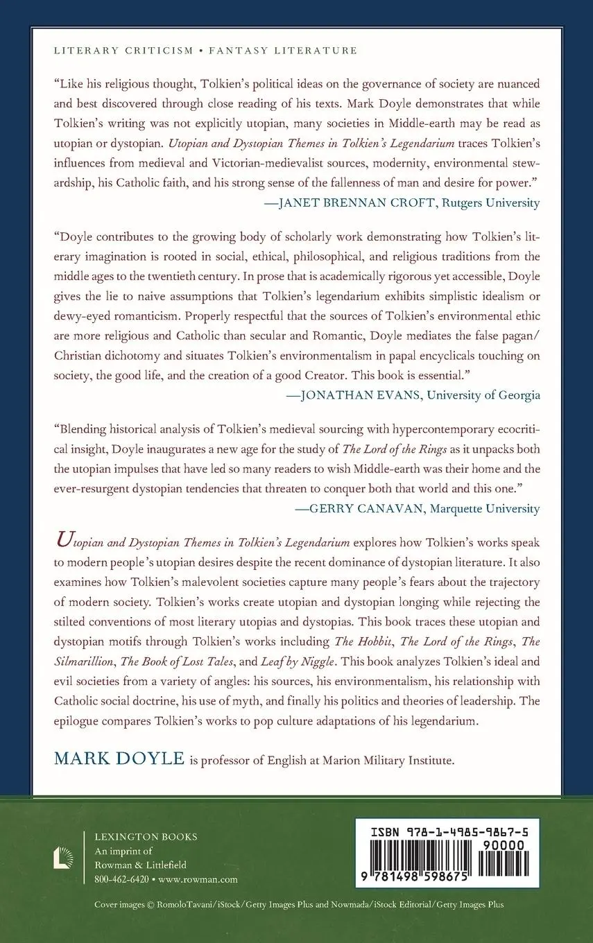 Rückseite: 9781498598675 | Utopian and Dystopian Themes in Tolkien's Legendarium | Mark Doyle
