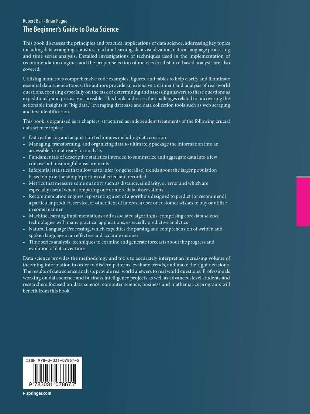 Rückseite: 9783031078675 | The Beginner's Guide to Data Science | Brian Rague (u. a.) | Buch | xi