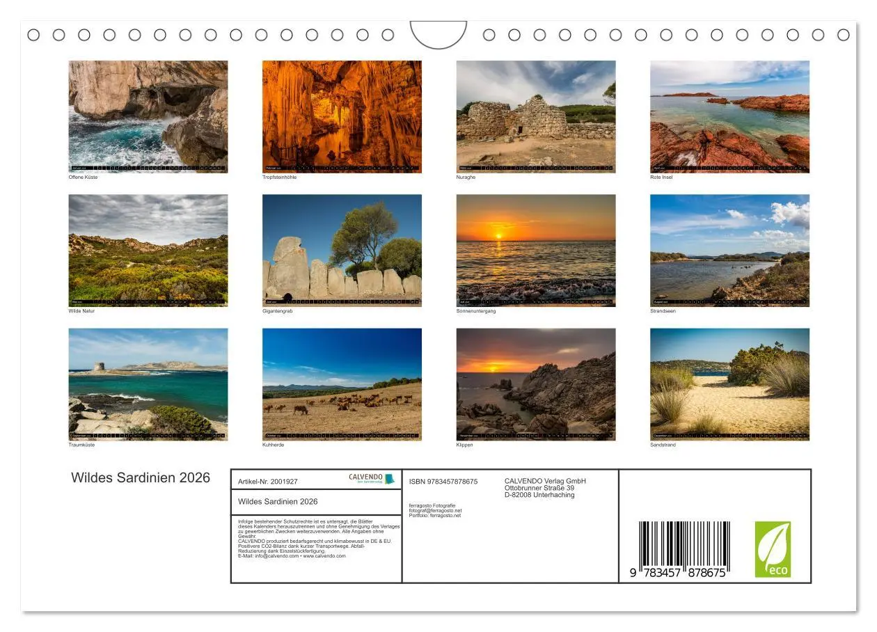 Bild: 9783457878675 | Wildes Sardinien 2026 (Wandkalender 2026 DIN A4 quer), CALVENDO...
