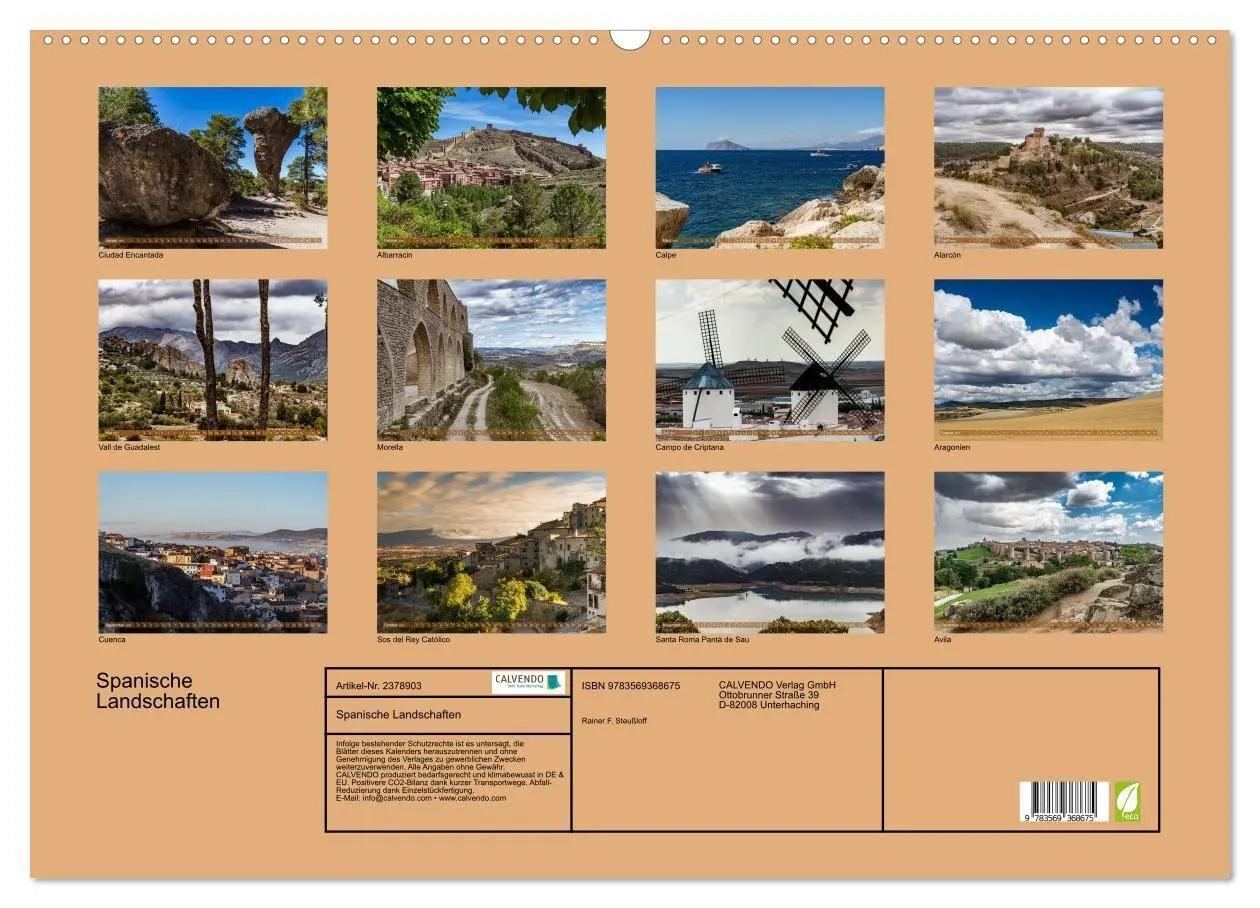 Bild: 9783569368675 | Spanische Landschaften (Wandkalender 2027 DIN A2 quer), CALVENDO...