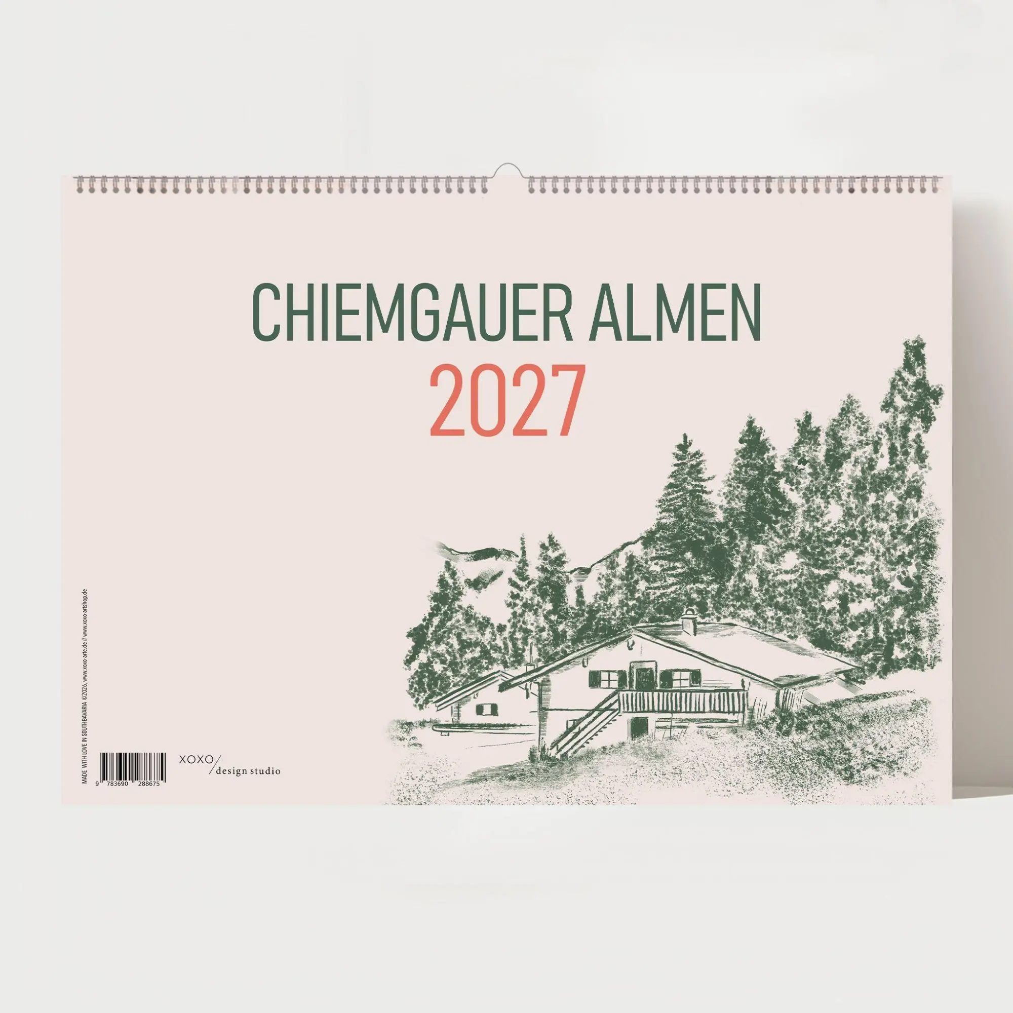 Cover: 9783690288675 | Alm Kalender 2027 - Chiemgauer Alpen Handgezeichneter Wandkalender...