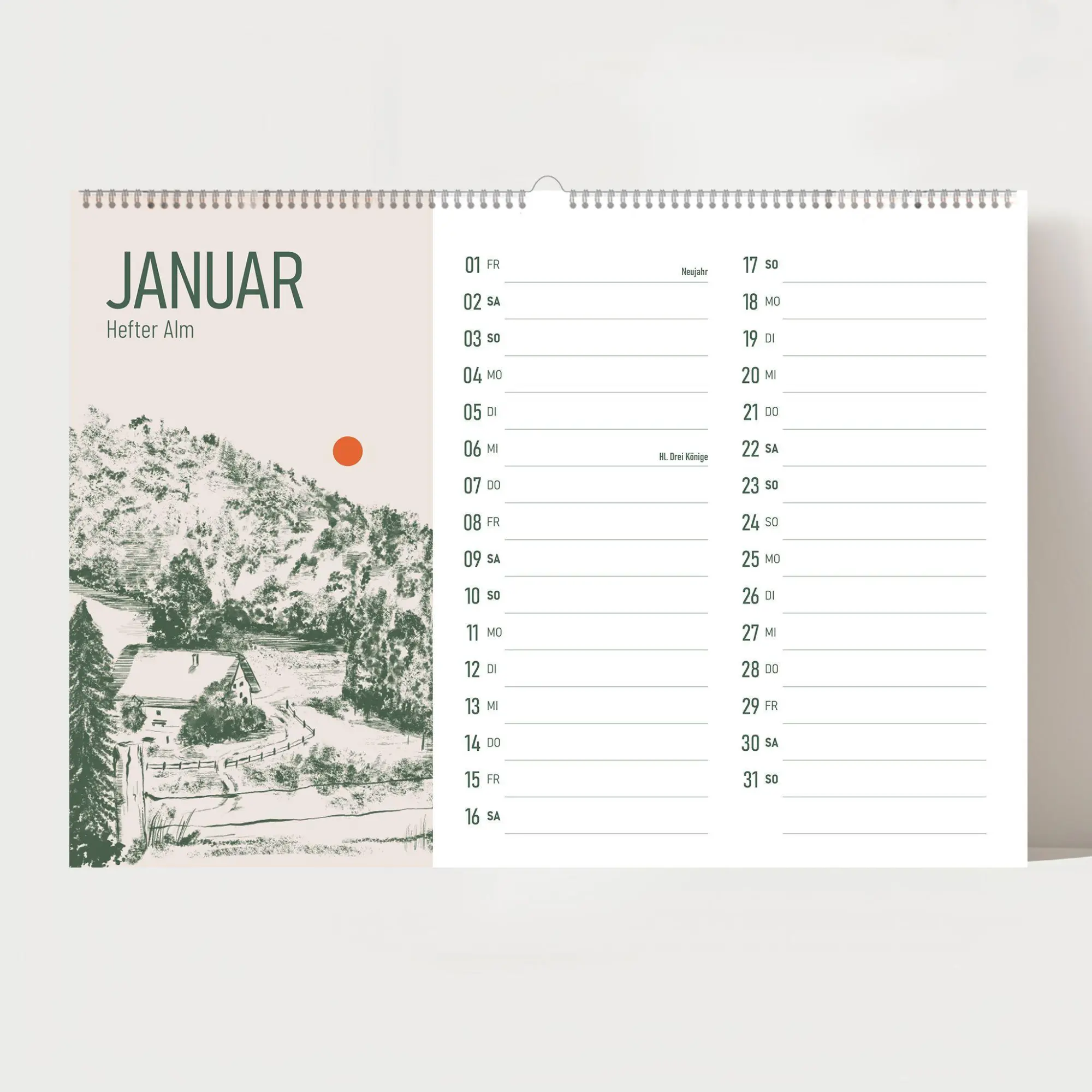 Bild: 9783690288675 | Alm Kalender 2027 - Chiemgauer Alpen Handgezeichneter Wandkalender...