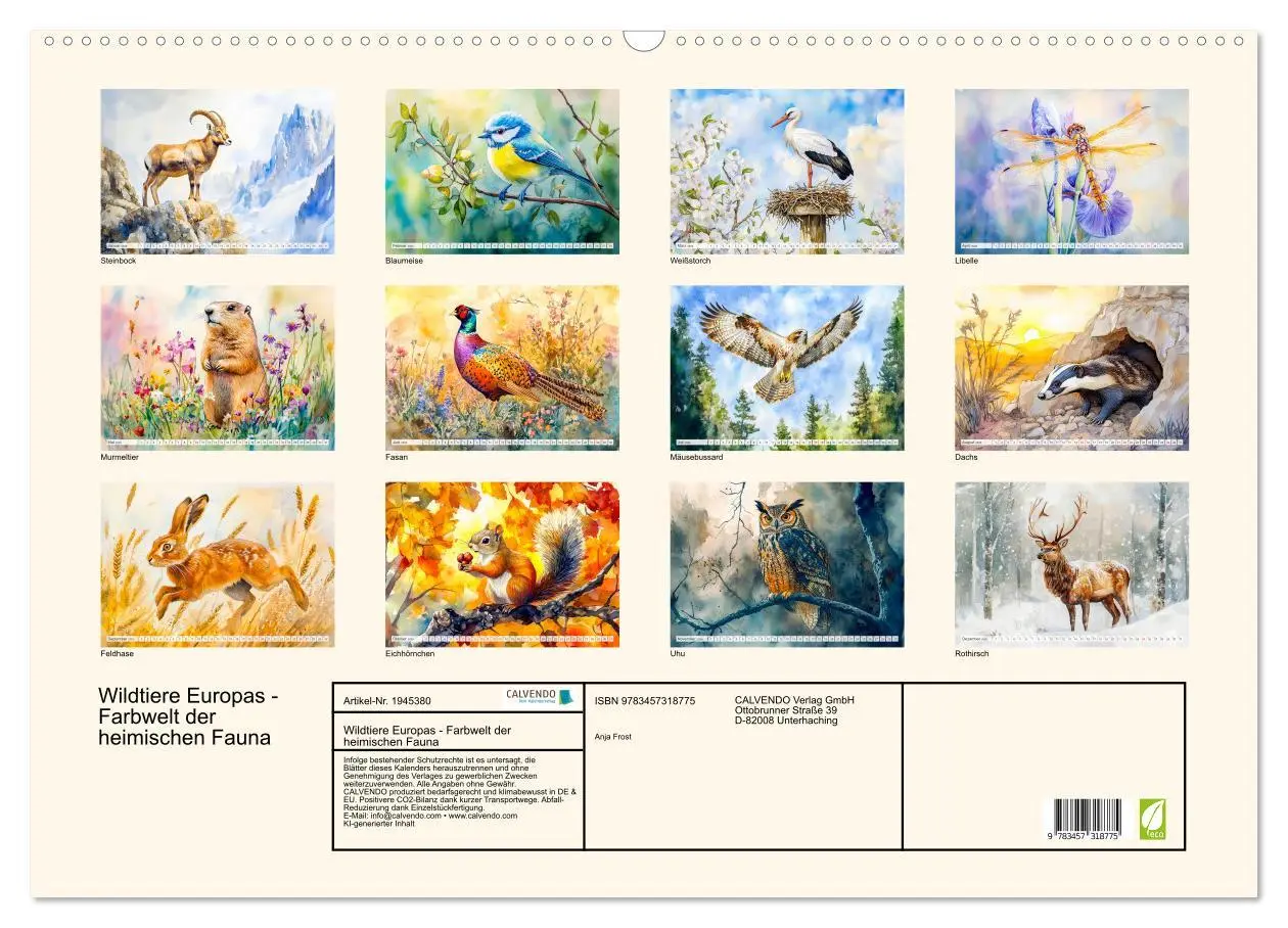 Bild: 9783457318775 | Wildtiere Europas - Farbwelt der heimischen Fauna (Wandkalender...