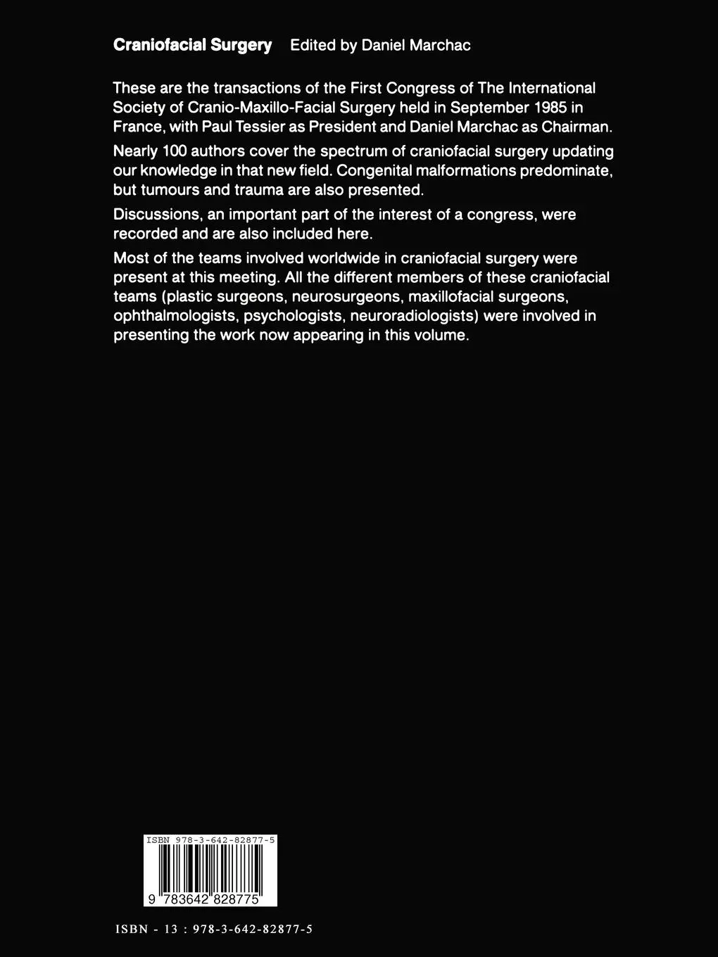 Rückseite: 9783642828775 | Craniofacial Surgery | Daniel Marchac | Taschenbuch | xxxvi | Englisch