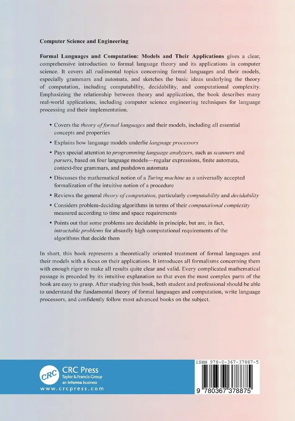 Rückseite: 9780367378875 | Formal Languages and Computation | Models and Their Applications