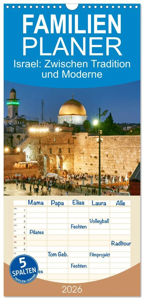 Cover: 9783516498875 | Familienplaner 2026 - Zwischen Tradition und Moderne: Israel mit 5...