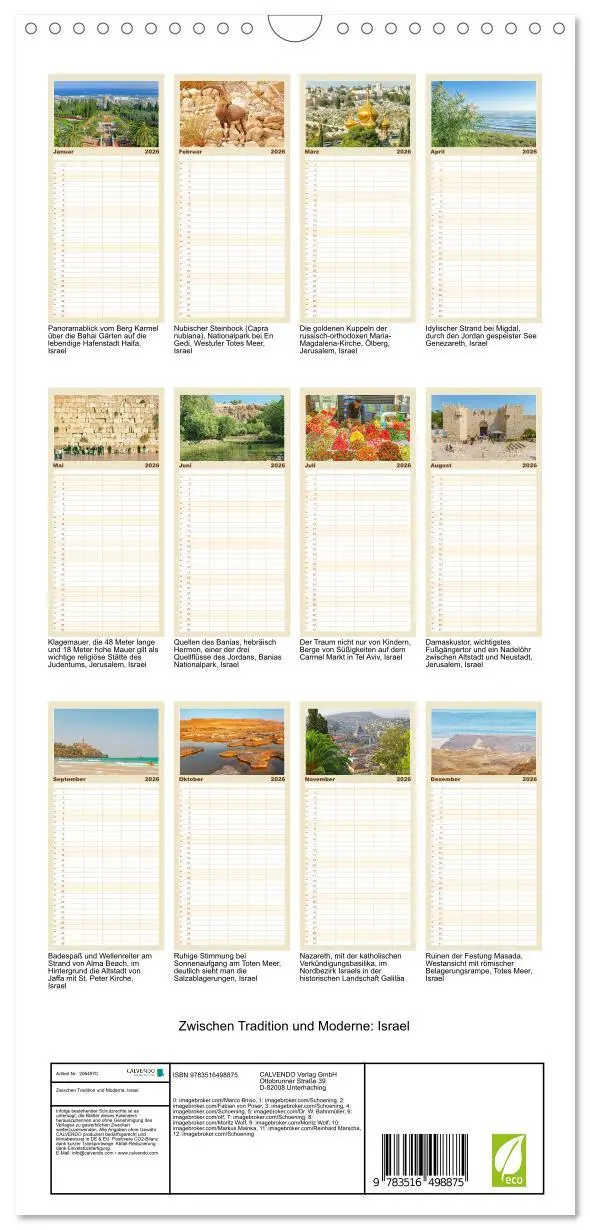 Bild: 9783516498875 | Familienplaner 2026 - Zwischen Tradition und Moderne: Israel mit 5...