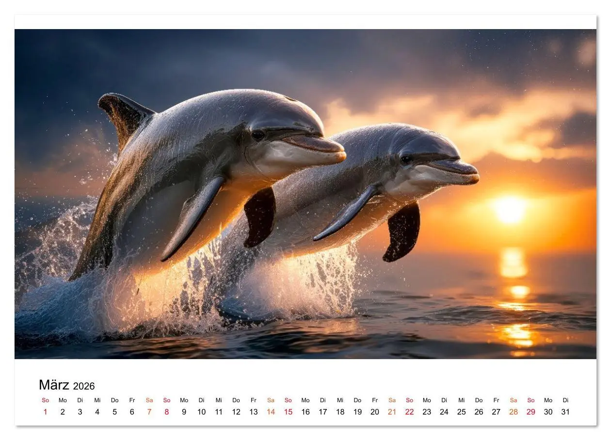 Bild: 9783516638875 | Delfine - ein Jahr voller Meer (hochwertiger Premium Wandkalender...