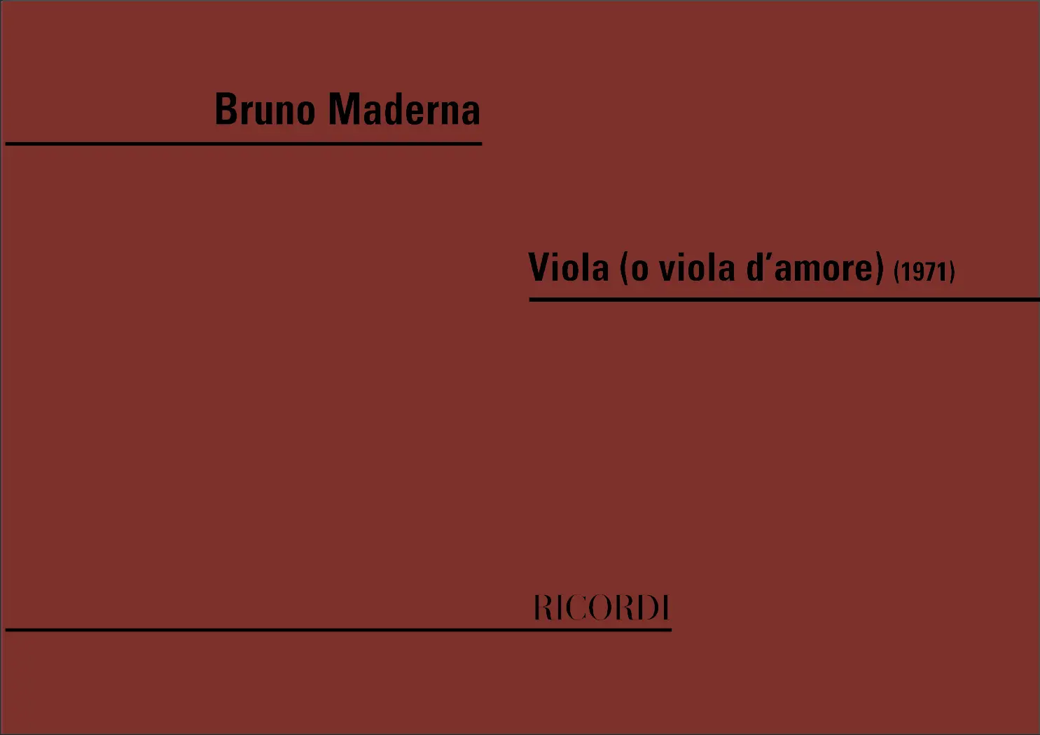 Cover: 9790041318875 | Viola (O Viola D'Amore) | Bruno Maderna | Partitur | Ricordi