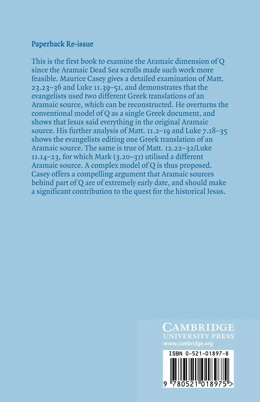 Rückseite: 9780521018975 | An Aramaic Approach to Q | Sources for the Gospels of Matthew and Luke