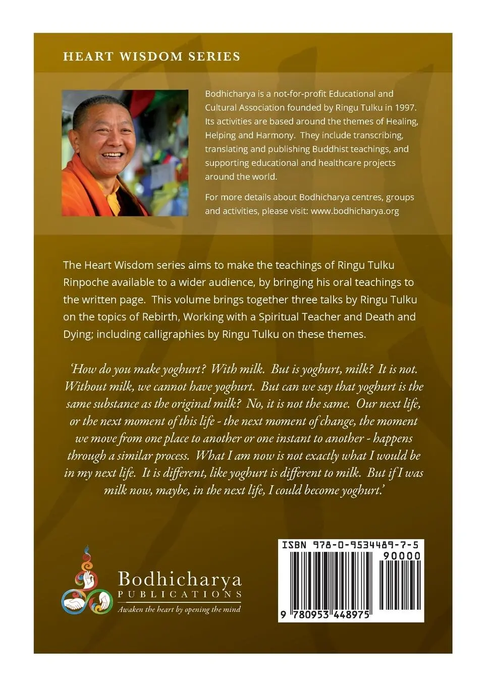 Rückseite: 9780953448975 | From Milk to Yoghurt | A recipe for living &amp; dying | Ringu Tulku