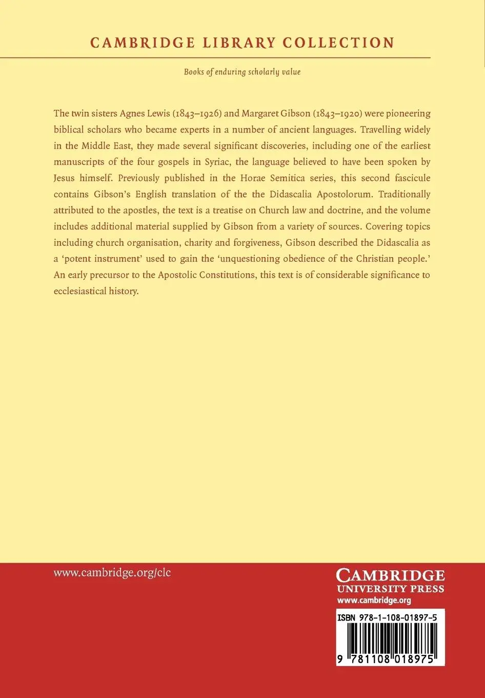 Rückseite: 9781108018975 | The Didascalia Apostolorum in English | Margaret Dunlop Gibson | Buch