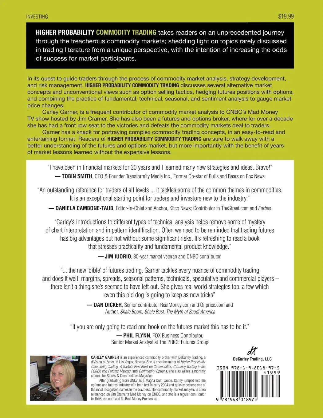 Rückseite: 9781948018975 | HIGHER PROBABILITY COMMODITY TRADING | Carley Garner | Taschenbuch