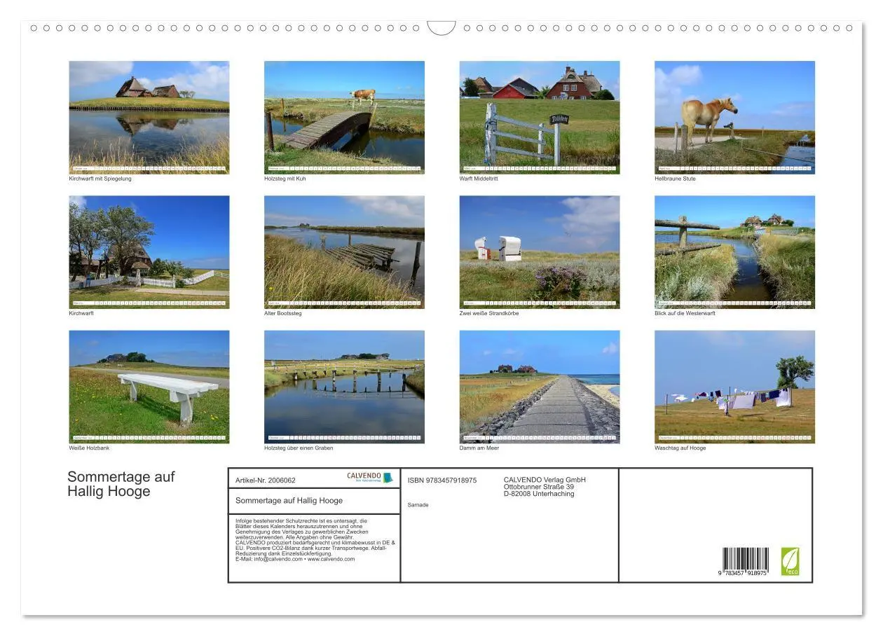 Bild: 9783457918975 | Sommertage auf Hallig Hooge (Wandkalender 2026 DIN A2 quer),...