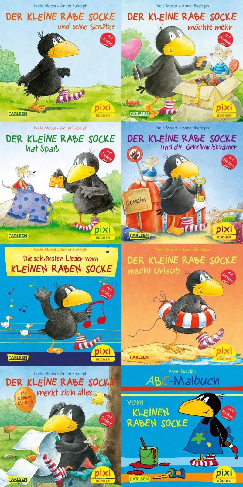 Cover: 9783551038975 | Pixi-8er-Set 193: Der kleine Rabe Socke mit Stickern (8x1 Exemplar)