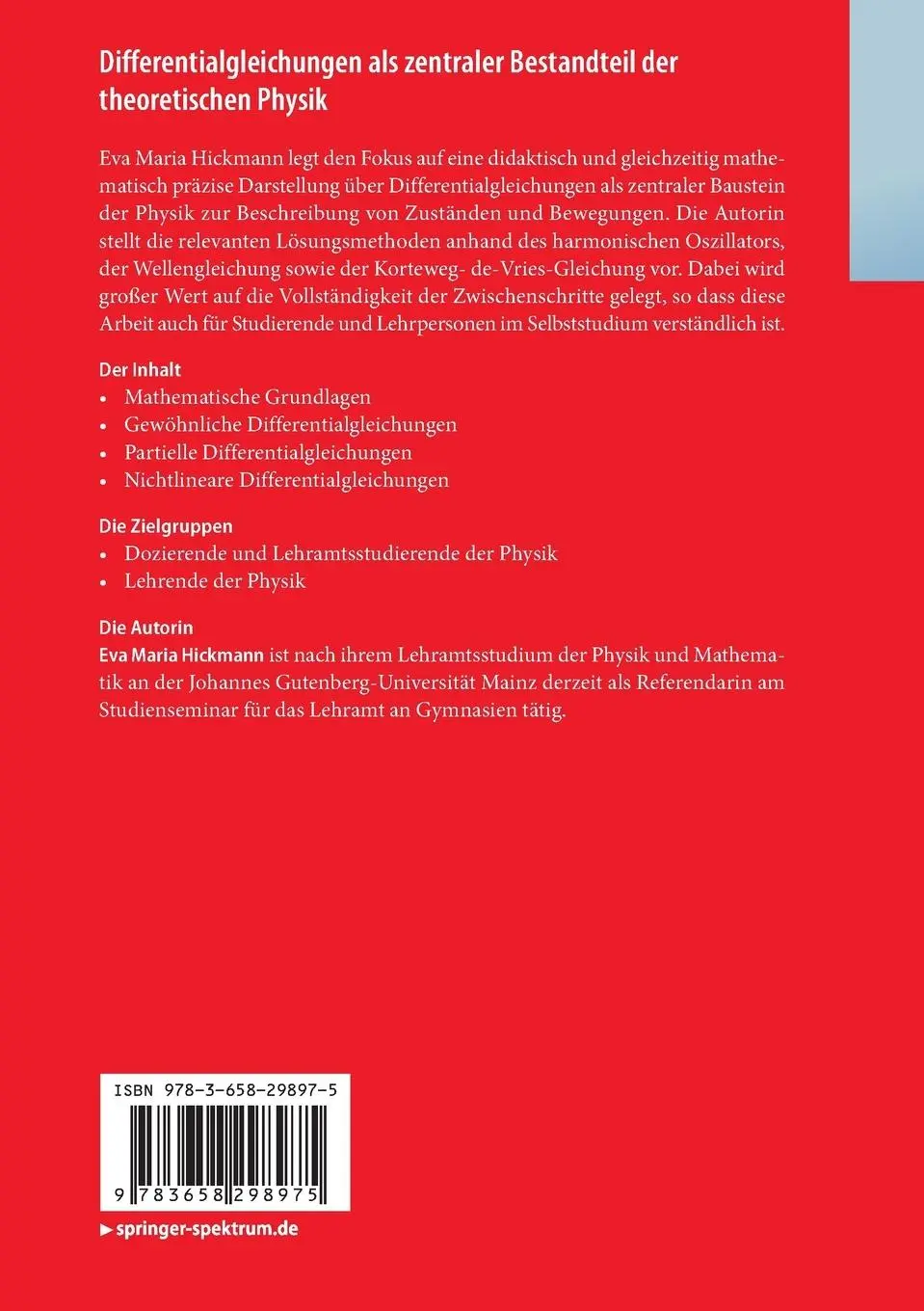 Rückseite: 9783658298975 | Differentialgleichungen als zentraler Bestandteil der theoretischen...