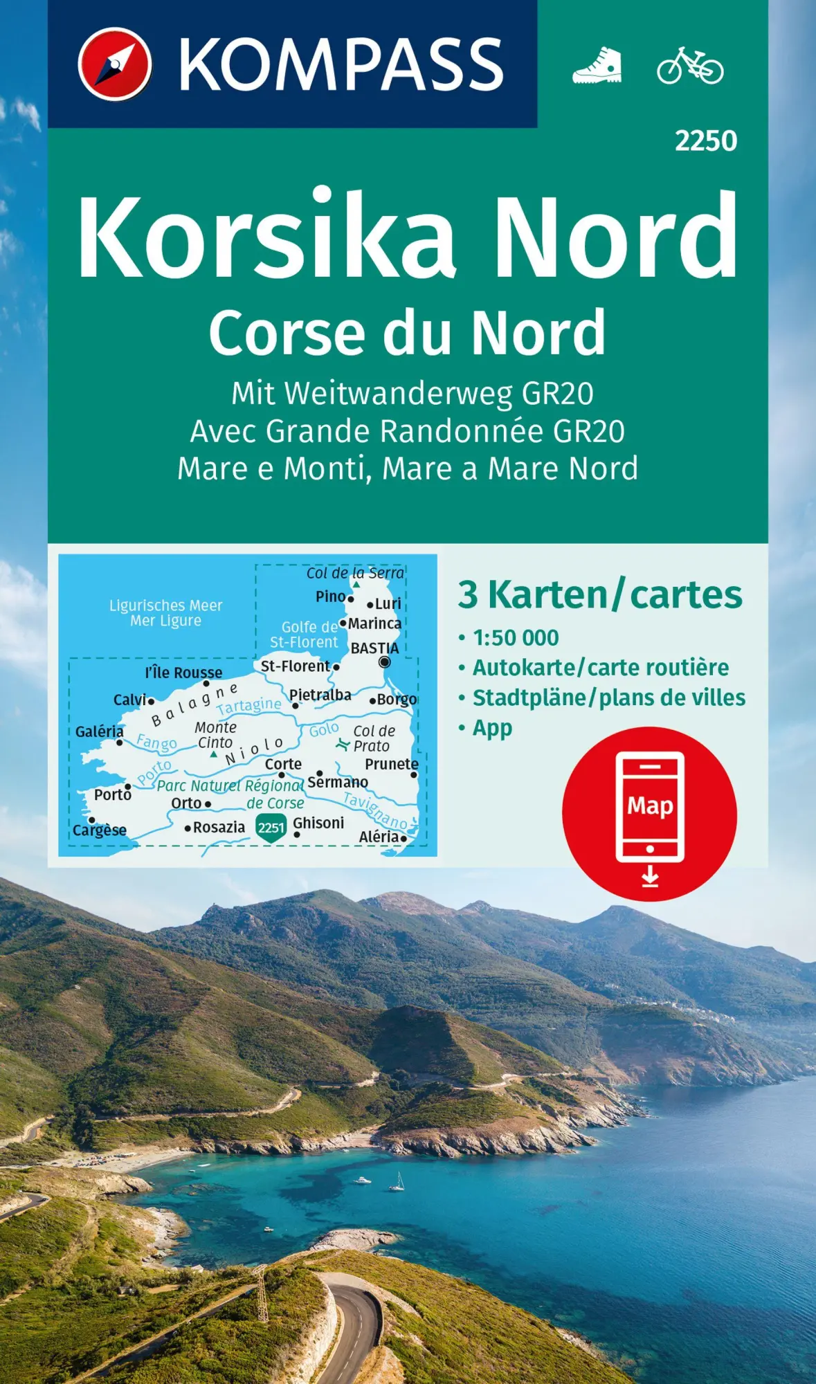 Cover: 9783991218975 | KOMPASS Wanderkarten-Set 2250 Korsika Nord, Corse du Nord,...