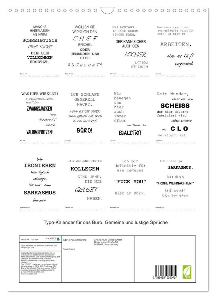 Bild: 9783435959075 | Typo-Kalender für das Büro. Gemeine und lustige Sprüche...