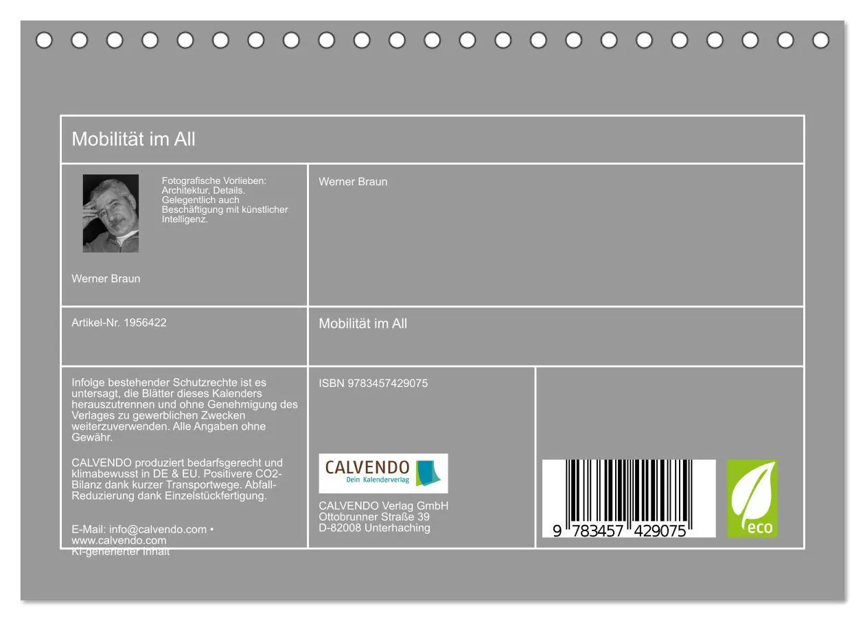 Bild: 9783457429075 | Mobilität im All (Tischkalender 2026 DIN A5 quer), CALVENDO...