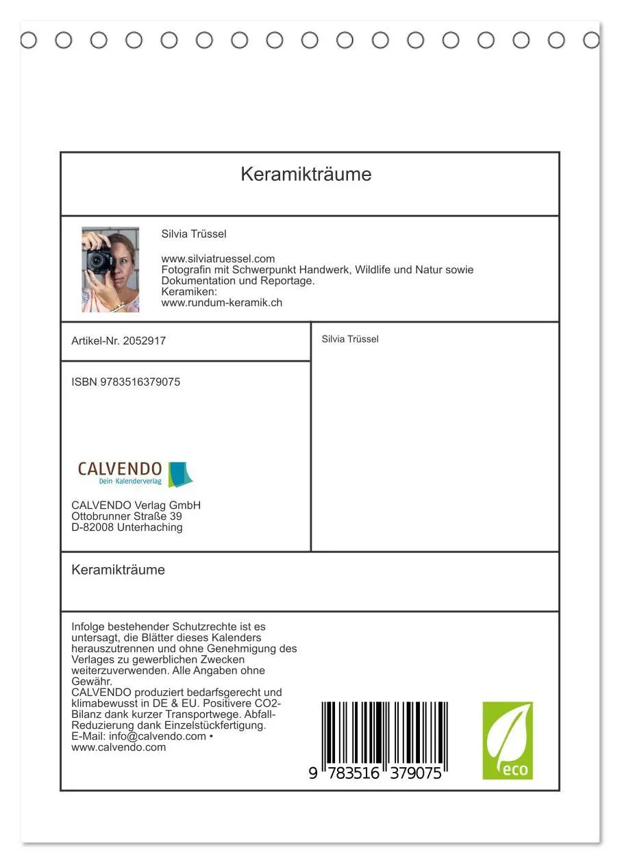 Bild: 9783516379075 | Keramikträume (Tischkalender 2026 DIN A5 hoch), CALVENDO...