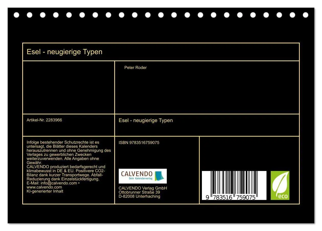 Bild: 9783516759075 | Esel - neugierige Typen (Tischkalender 2027 DIN A5 quer), CALVENDO...