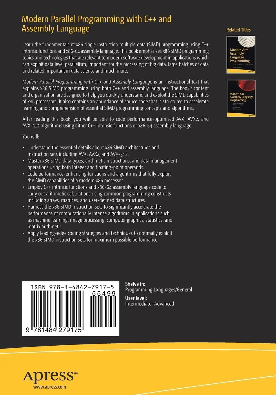 Rückseite: 9781484279175 | Modern Parallel Programming with C++ and Assembly Language | Kusswurm