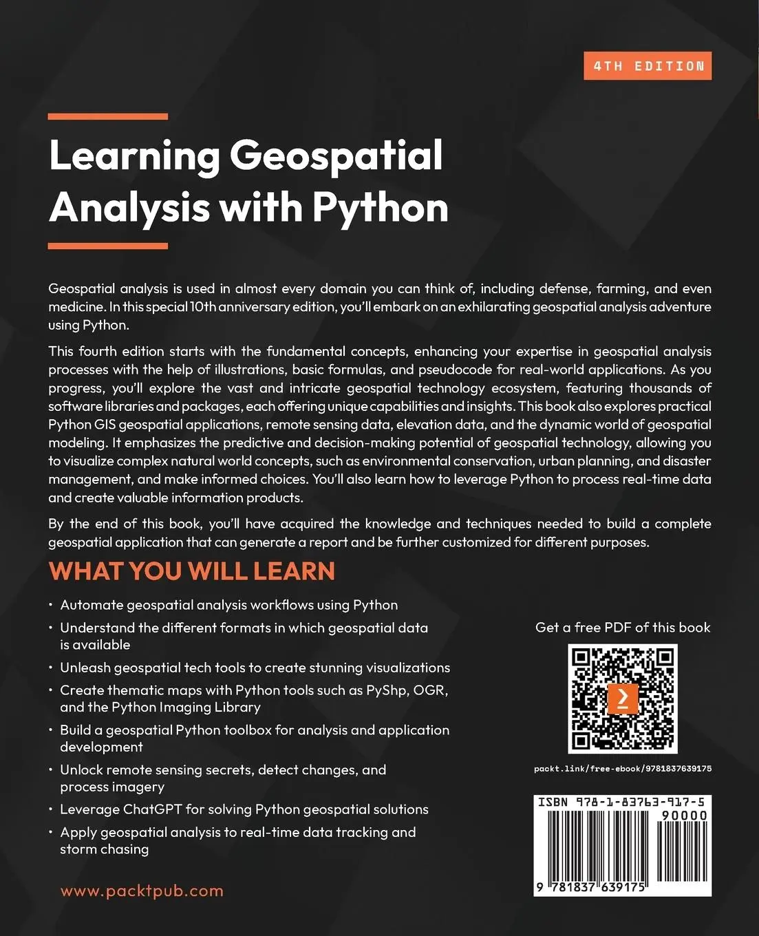 Rückseite: 9781837639175 | Learning Geospatial Analysis with Python - Fourth Edition | Lawhead