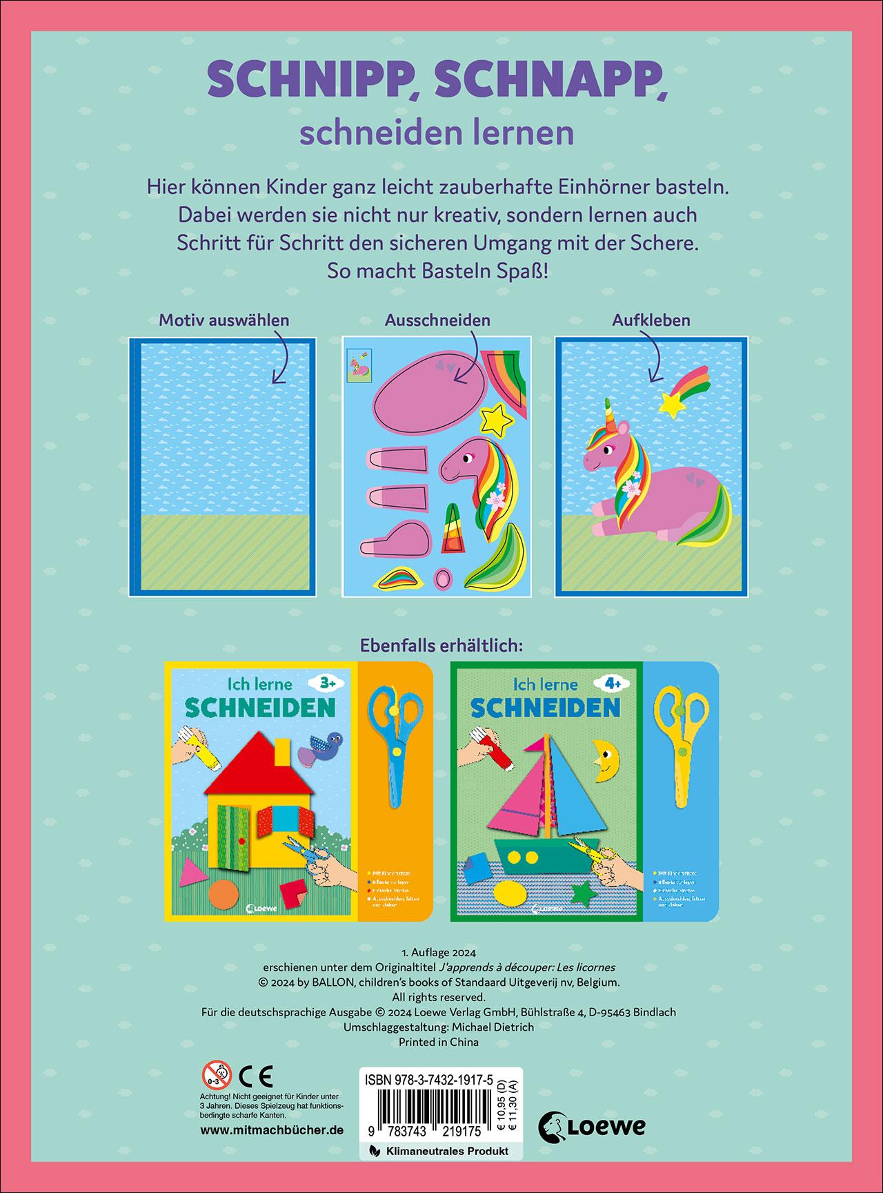 Rückseite: 9783743219175 | Ich lerne schneiden - Zauberhafte Einhörner | Taschenbuch | 32 S.