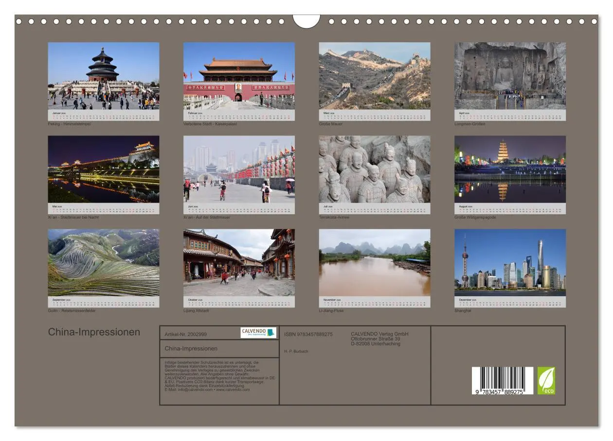 Bild: 9783457889275 | China-Impressionen (Wandkalender 2026 DIN A3 quer), CALVENDO...