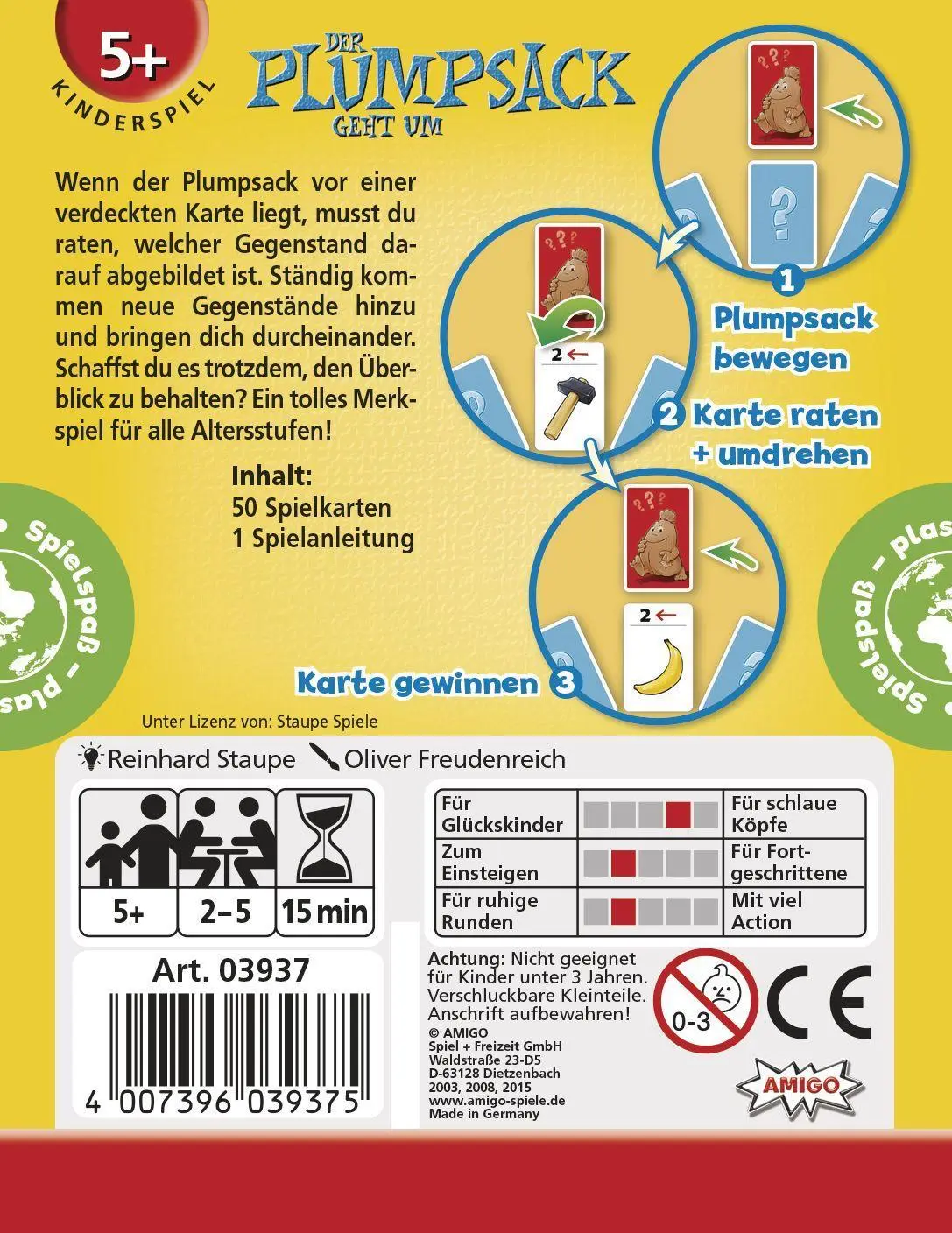 Bild: 4007396039375 | Der Plumpsack geht um. Kartenspiel | Reinhard Staupe | Spiel | 3937