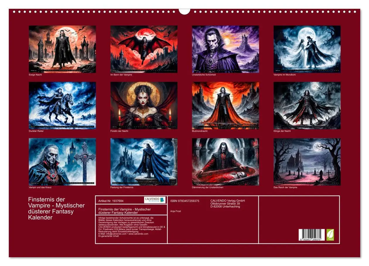 Bild: 9783457259375 | Finsternis der Vampire - Mystischer düsterer Fantasy Kalender...